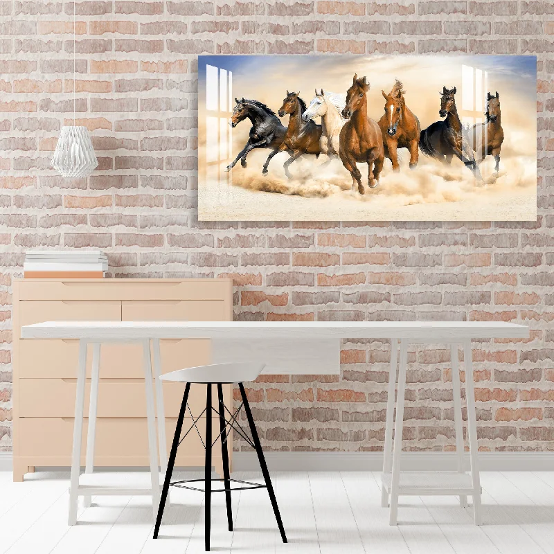 coastal art for living room-Lucky Horses Acrylic Wall Art