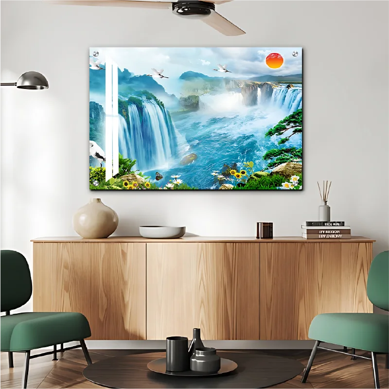 modern canvas paintings-Marvelous Water Fall Good Luck Wall Art Luxury Painting