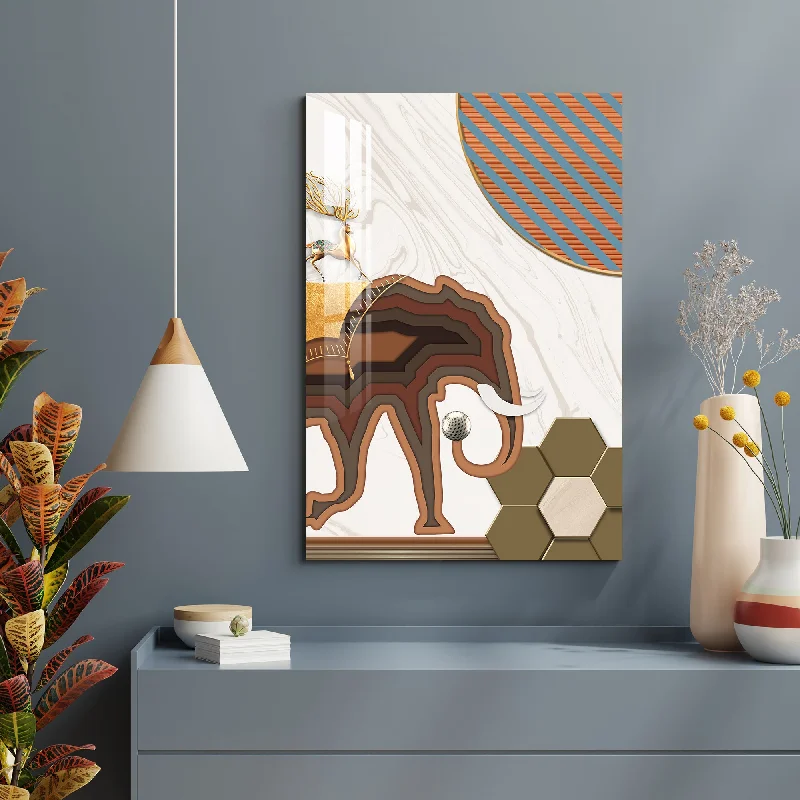 abstract expressionism wall art-Minimalist Elephant Acrylic Wall Art