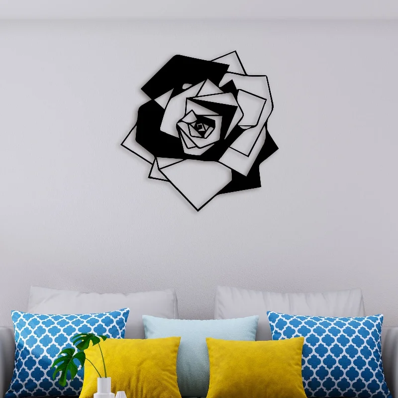 luxury wall art decor-Minimalist Rose Flower Metal Wall Art