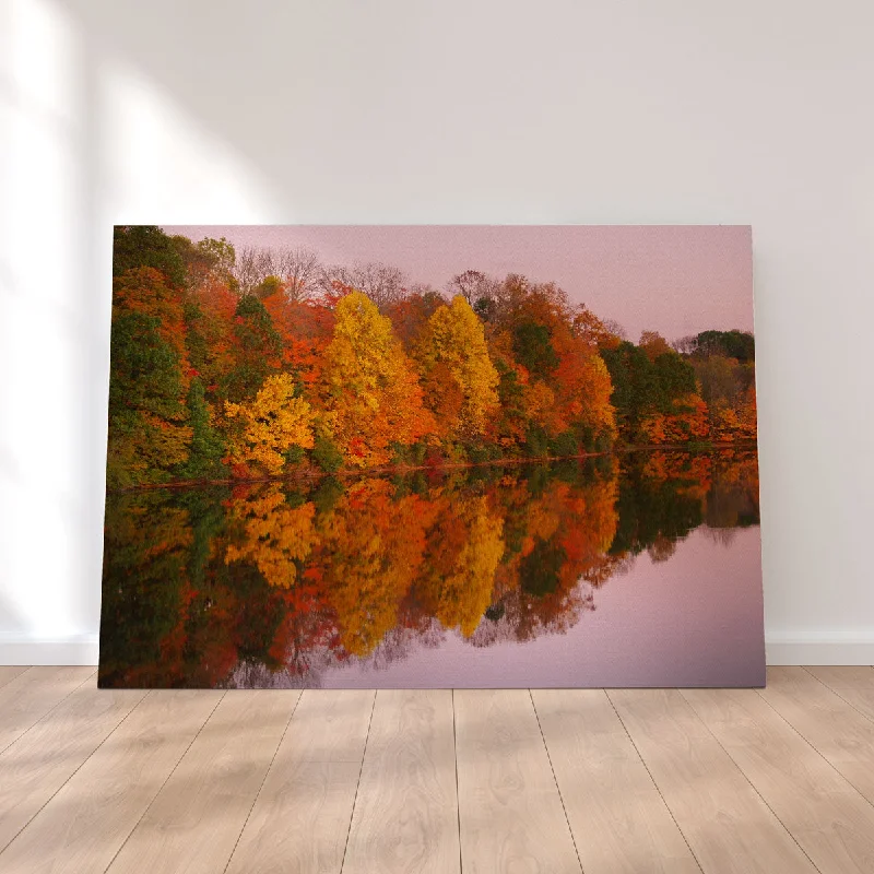 inspirational quote art prints-Mirrored Autumn Twilight at Lake Nockamixon