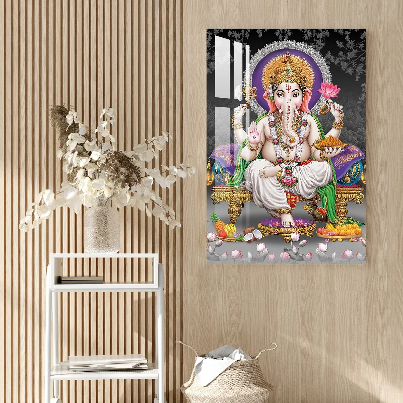 chic wall art for bedroom-Modakpriye Ganpati Acrylic Wall Art