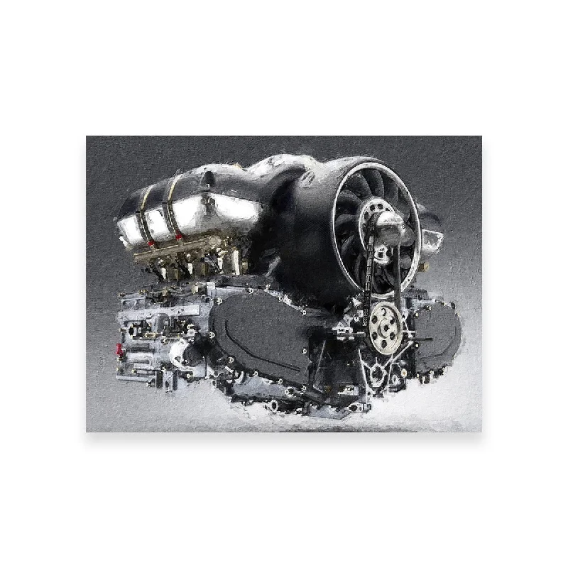 chic wall art for bedroom-Porsche 911 Engine