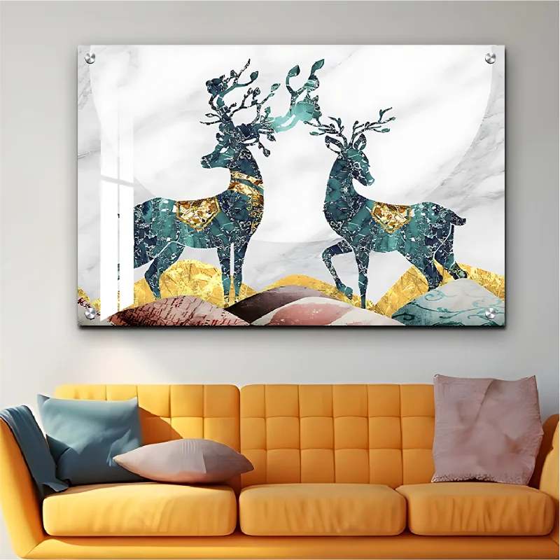 creative wall paintings-Reindeer Good Luck Wall Art Luxury Painting