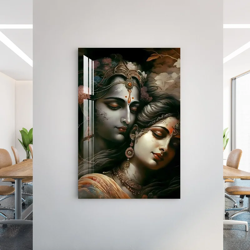 large wall art for office-Religious Radha Krishna Acrylic Wall Art