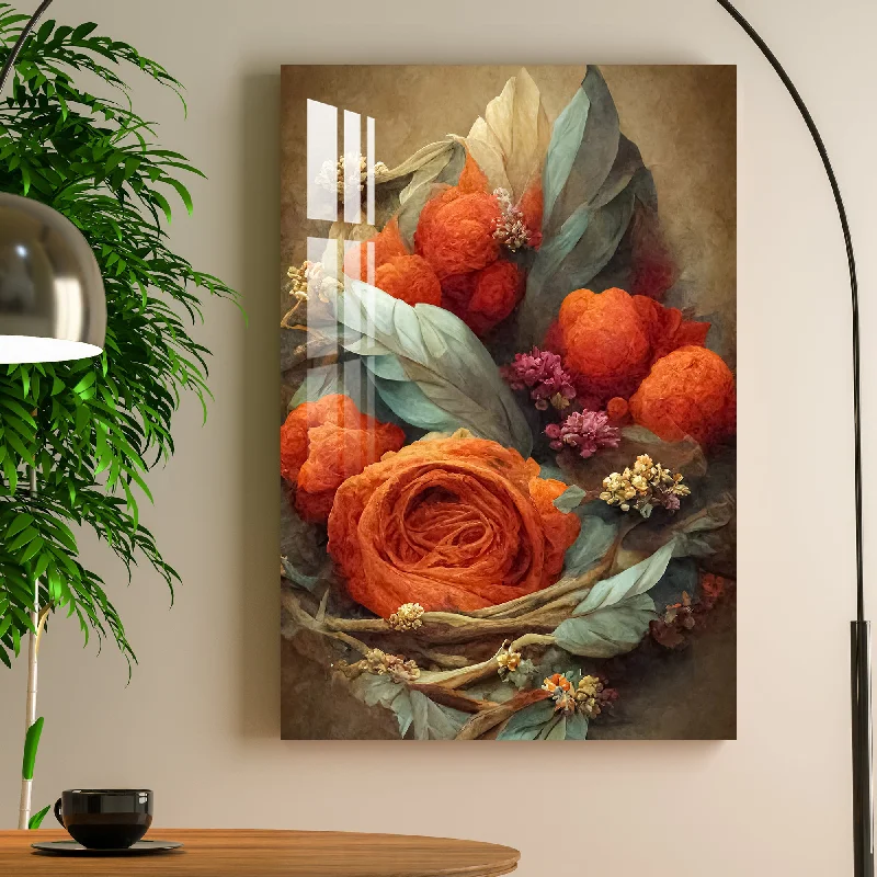 motivational home decor art-Renaissance Style Retro Flower Acrylic Wall Art