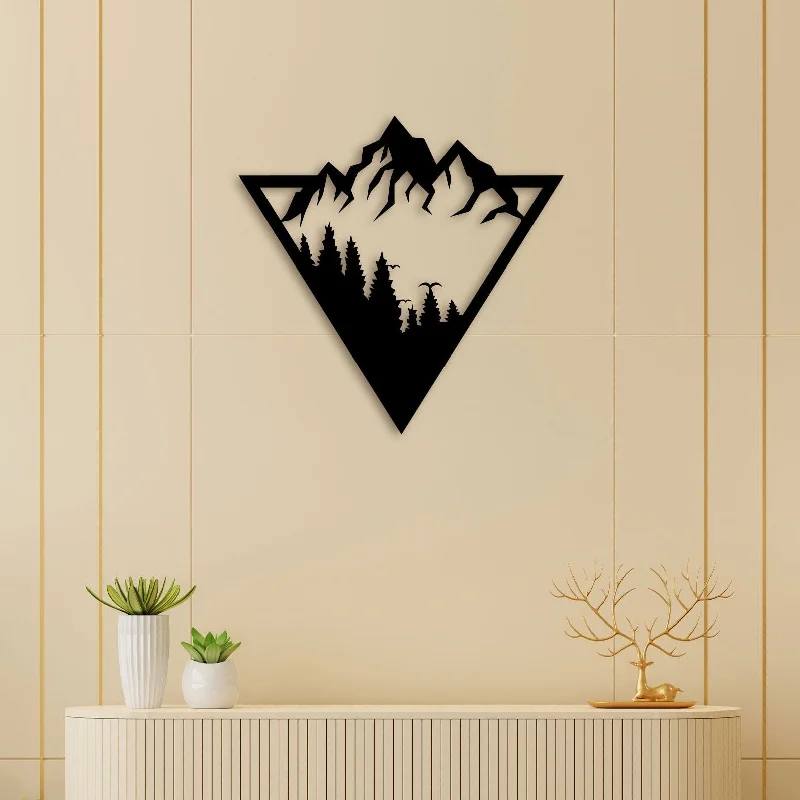 creative wall art for bedroom-Snow On Mountain Metal Wall Art