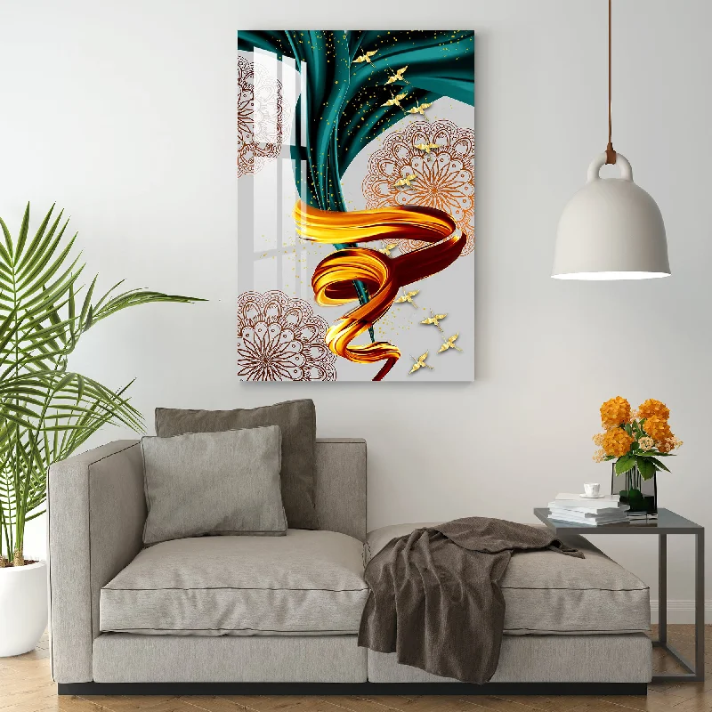 contemporary abstract wall decor-Spiral Art With Floral Mandala Acrylic Wall Art