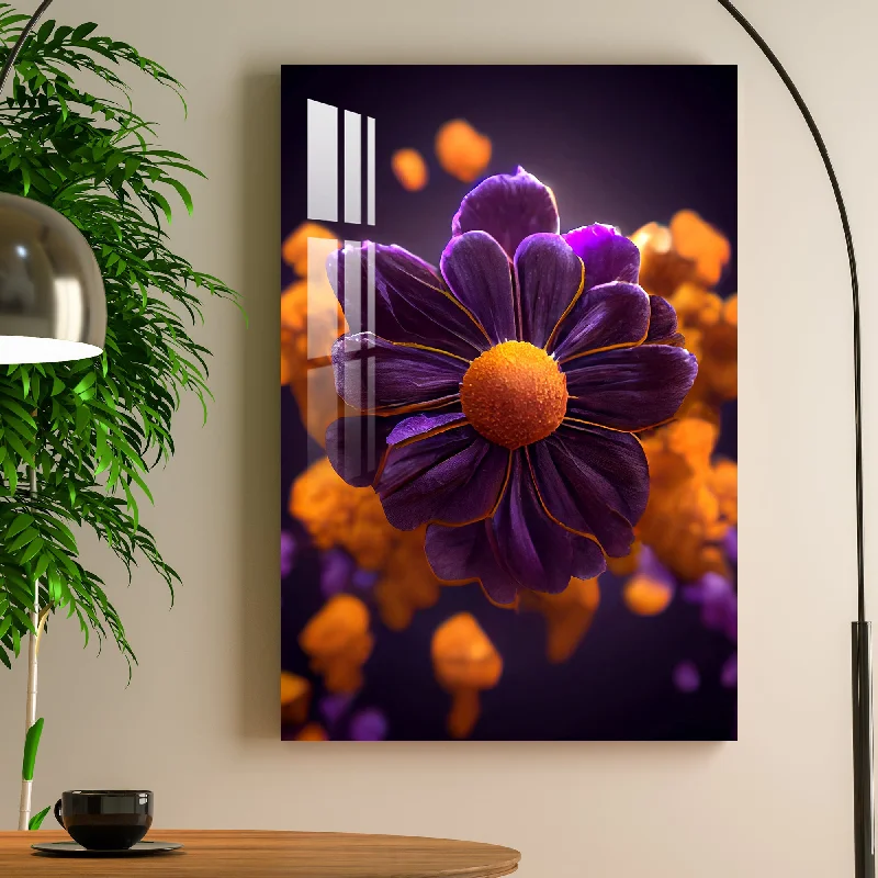 abstract landscape canvas art-Violet African Marigold Acrylic Wall Art