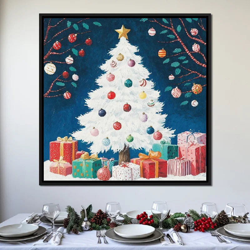 handmade abstract paintings-White Christmas Tree