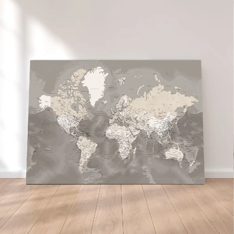 vintage style wall art-World Map 49